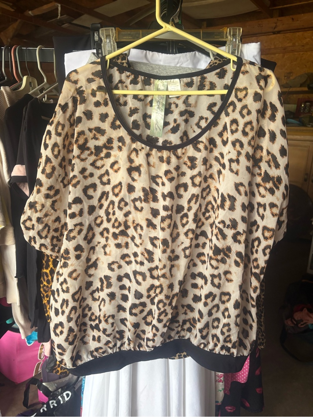 Spoiled Leopard Print Short Sleeve Tunic - Cream and Brown